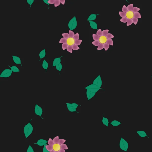 Follaje Flores Flores Florecen Fondo Pantalla Vector Ilustración — Vector de stock