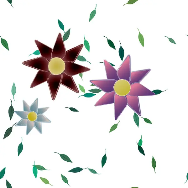 Feuillage Fleuri Papier Peint Fleuri Fleurs Illustration Vectorielle — Image vectorielle