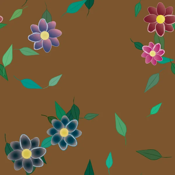 Fundo Folhagem Sem Costura Flores Florescer Papel Parede Ilustração Vetorial — Vetor de Stock