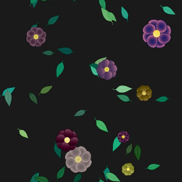 Follaje Flores Flores Florecen Fondo Pantalla Vector Ilustración — Archivo Imágenes Vectoriales