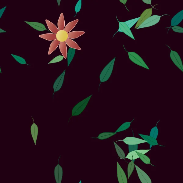 Follaje Flores Flores Florecen Fondo Pantalla Vector Ilustración — Archivo Imágenes Vectoriales