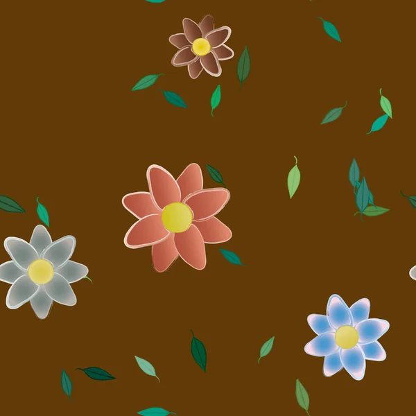 Follaje Flores Flores Florecen Fondo Pantalla Vector Ilustración — Vector de stock