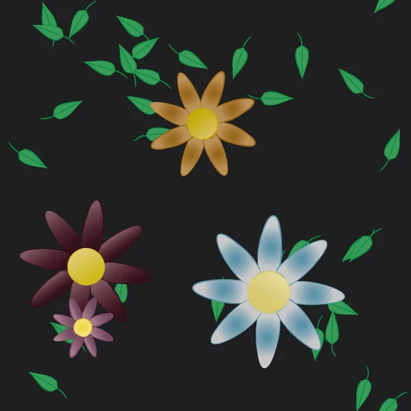 Follaje Flores Flores Florecen Fondo Pantalla Vector Ilustración — Archivo Imágenes Vectoriales