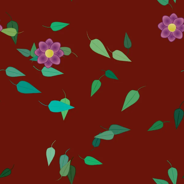 Απρόσκοπτη Άνθος Φόντο Φύλλωμα Λουλούδια Ανθίζουν Ταπετσαρία Διανυσματική Απεικόνιση — Διανυσματικό Αρχείο