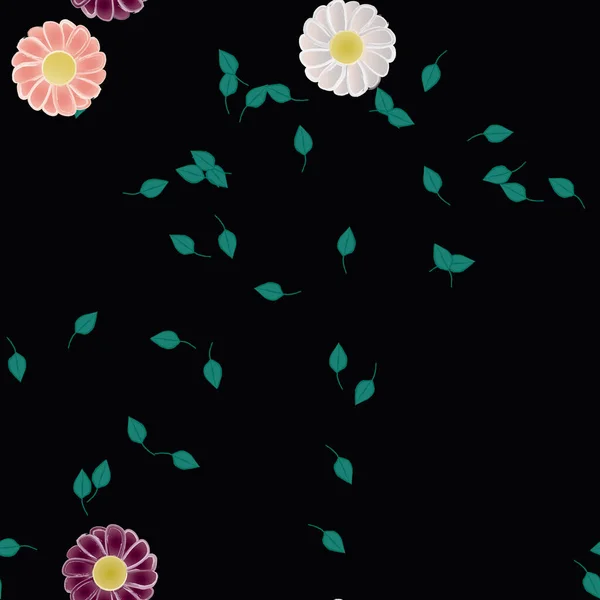 Flores Florecen Fondo Pantalla Follaje Flor Vector Ilustración — Archivo Imágenes Vectoriales