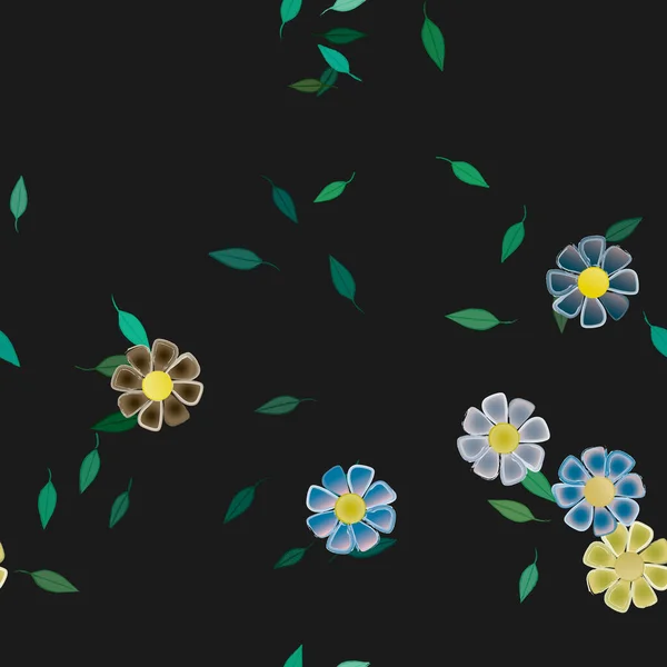 Fond Feuillage Sans Couture Fleurs Fleur Papier Peint Illustration Vectorielle — Image vectorielle