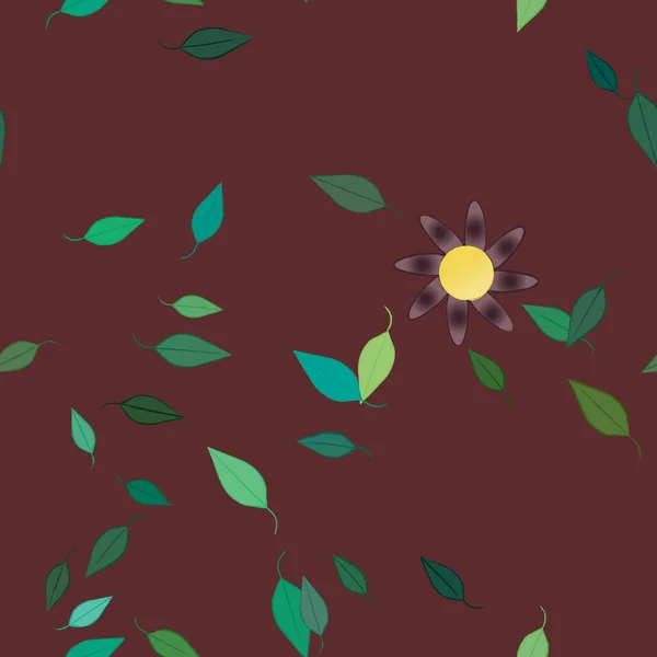 Gyönyörű Kompozíció Egyszerű Színes Virágokkal Zöld Levelekkel Monokróm Háttérrel Vektor — Stock Vector