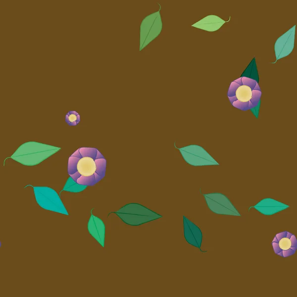 Βοτανικά Λουλούδια Ανθίζουν Ταπετσαρία Διανυσματική Απεικόνιση — Διανυσματικό Αρχείο