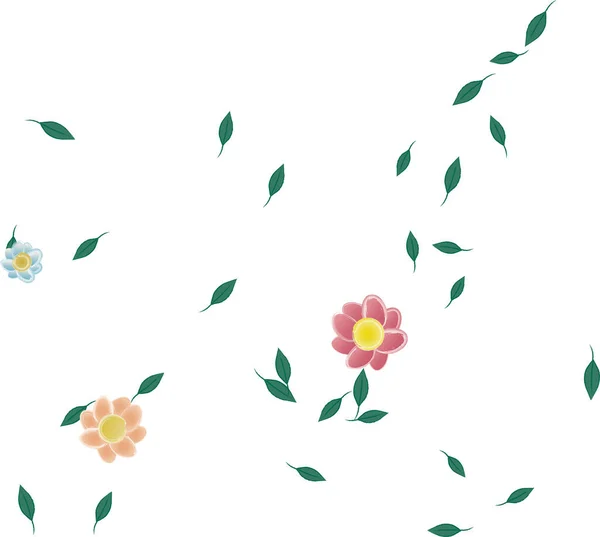 Fondo Follaje Sin Costuras Flores Florecen Fondo Pantalla Vector Ilustración — Archivo Imágenes Vectoriales