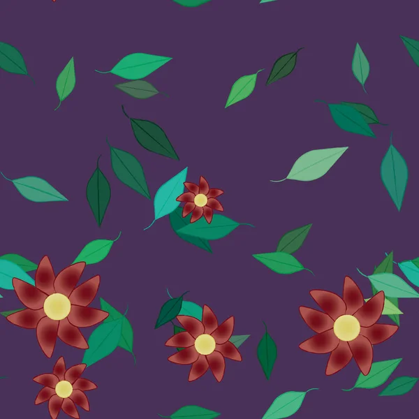 Fond Feuillage Sans Couture Fleurs Fleur Papier Peint Illustration Vectorielle — Image vectorielle