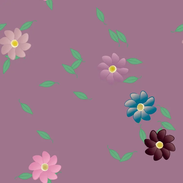 Follaje Flores Flores Florecen Fondo Pantalla Vector Ilustración — Vector de stock