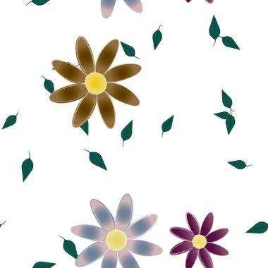 soyut çiçekler ve yapraklar, çiçekler duvar kağıtları, vektör illüstrasyonu