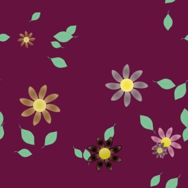 soyut çiçekler ve yapraklar, çiçekler duvar kağıtları, vektör illüstrasyonu