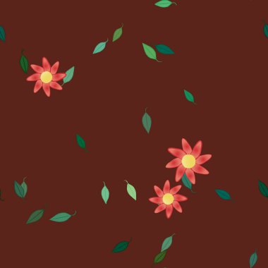 soyut çiçekler ve yapraklar, çiçekler duvar kağıtları, vektör illüstrasyonu