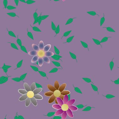 soyut çiçekler ve yapraklar, çiçekler duvar kağıtları, vektör illüstrasyonu