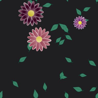 soyut çiçekler ve yapraklar, çiçekler duvar kağıtları, vektör illüstrasyonu