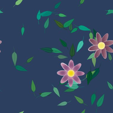 soyut çiçekler ve yapraklar, çiçekler duvar kağıtları, vektör illüstrasyonu