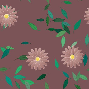 soyut çiçekler ve yapraklar, çiçekler duvar kağıtları, vektör illüstrasyonu