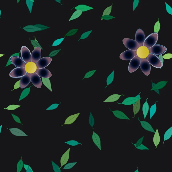 Follaje Flores Flores Florecen Fondo Pantalla Vector Ilustración — Vector de stock