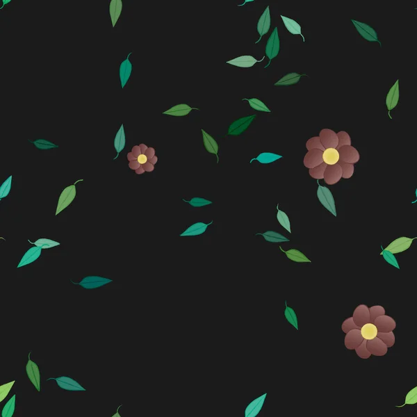 Ilustración Vectorial Flores Hojas Fondo Pantalla Digital Sobre Fondo Liso — Vector de stock