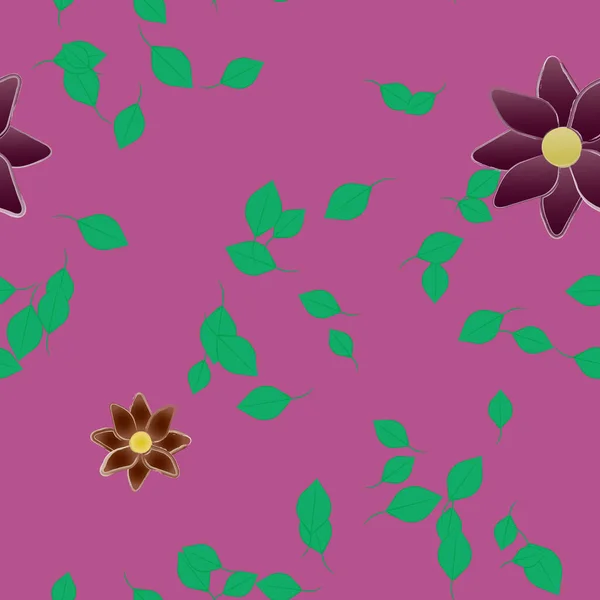 Ilustração Vetorial Flores Folhas Papel Parede Digital Sobre Fundo Liso — Vetor de Stock