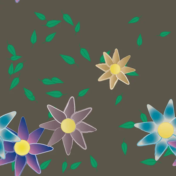 Abstrakte Blüte Und Laub Blumen Blühen Tapete Vektorillustration — Stockvektor