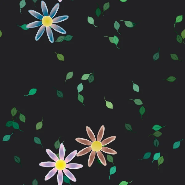 Vektor Illustration Von Schwimmenden Blumen Blüte Und Blättern Digitale Hintergrundbilder — Stockvektor