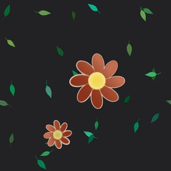 Ilustración Vectorial Flores Flor Hojas Fondo Pantalla Digital Sobre Fondo — Archivo Imágenes Vectoriales