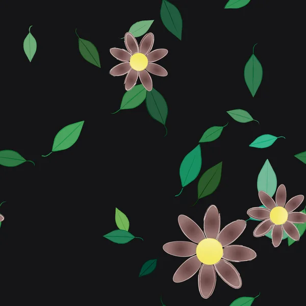 Ilustración Vectorial Flores Flor Hojas Fondo Pantalla Digital Sobre Fondo — Vector de stock