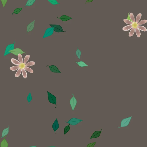 Ilustración Vectorial Flores Flor Hojas Fondo Pantalla Digital Sobre Fondo — Archivo Imágenes Vectoriales