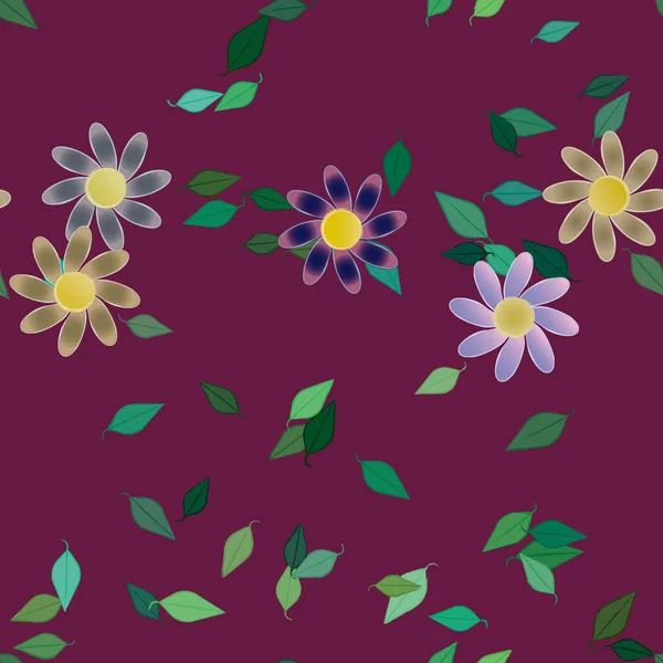 Ilustración Vectorial Flores Flor Hojas Fondo Pantalla Digital Sobre Fondo — Vector de stock