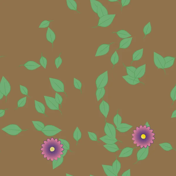 Ilustración Vectorial Flores Flotantes Flor Hojas Fondo Pantalla Digital Sobre — Vector de stock