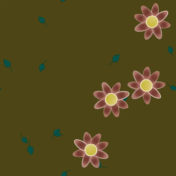 Vektorové Ilustrace Květin Květu Listí Digitální Tapety Hladkém Pozadí — Stockový vektor