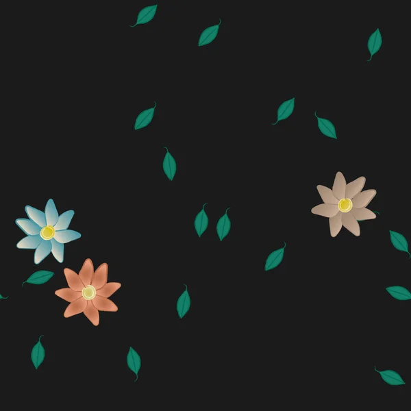 Illustration Vectorielle Fleurs Fleurs Feuilles Papier Peint Numérique Sur Fond — Image vectorielle