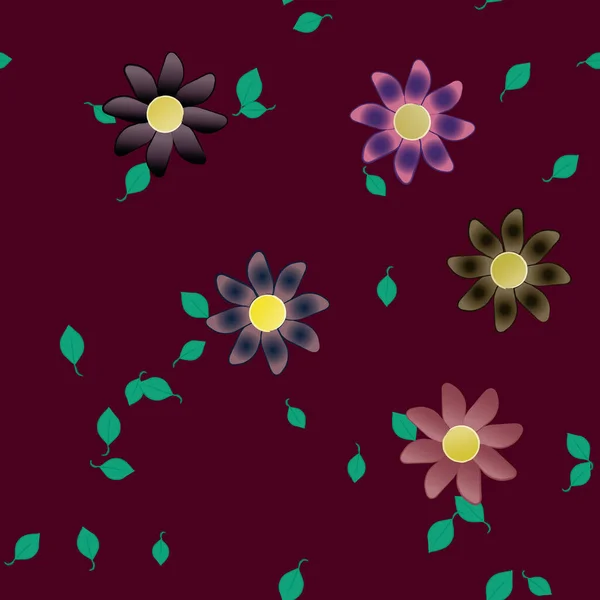 Illustration Vectorielle Fleurs Fleurs Feuilles Papier Peint Numérique Sur Fond — Image vectorielle