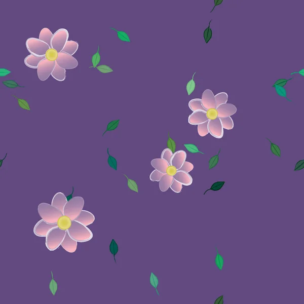 Ilustración Vectorial Flores Hojas Fondo Pantalla Digital Sobre Fondo Liso — Archivo Imágenes Vectoriales