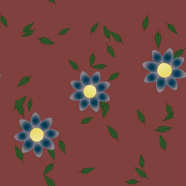 Ilustración Vectorial Flores Flotantes Flor Hojas Fondo Pantalla Digital Sobre — Archivo Imágenes Vectoriales