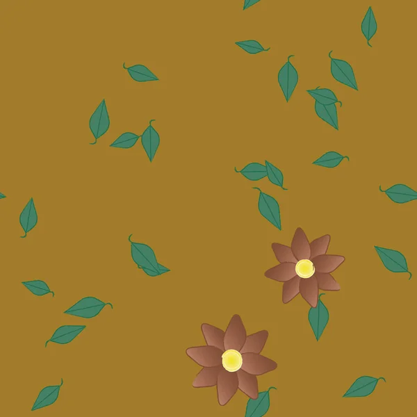 Ilustración Vectorial Flores Hojas Fondo Pantalla Digital Sobre Fondo Liso — Archivo Imágenes Vectoriales