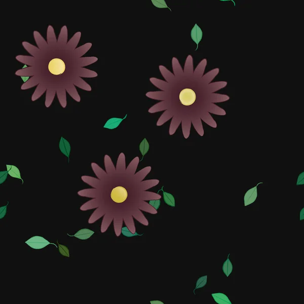 Vektor Illustration Flytande Blommor Blom Och Blad Digital Tapet Slät — Stock vektor