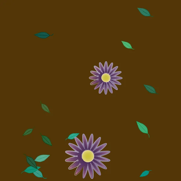 Ilustración Vectorial Flores Flor Hojas Fondo Pantalla Digital Sobre Fondo — Archivo Imágenes Vectoriales