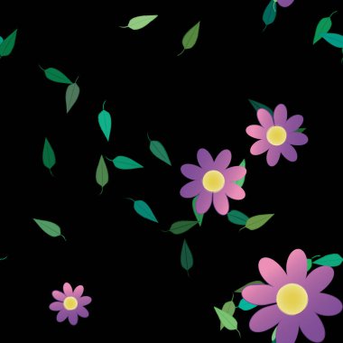 soyut çiçekler ve yapraklar, çiçekler duvar kağıtları, vektör illüstrasyonu