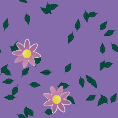 soyut çiçekler ve yapraklar, çiçekler duvar kağıtları, vektör illüstrasyonu