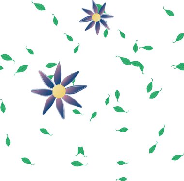 Çiçeklerin çiçek ve yapraklarla gösterimi, düz arkaplanda dijital duvar kağıdı