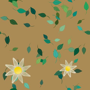 soyut çiçekler ve yapraklar, çiçekler duvar kağıtları, vektör illüstrasyonu