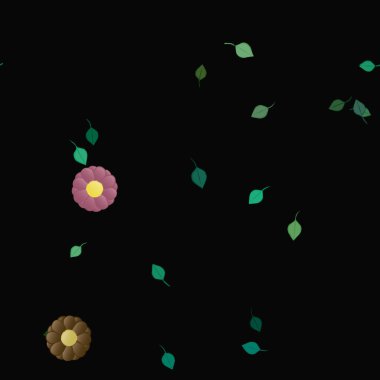 Çiçeklerin çiçek ve yapraklarla gösterimi, düz arkaplanda dijital duvar kağıdı