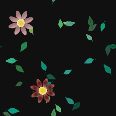 soyut çiçekler ve yapraklar, çiçekler duvar kağıtları, vektör illüstrasyonu