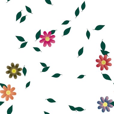 soyut çiçekler ve yapraklar, çiçekler duvar kağıtları, vektör illüstrasyonu