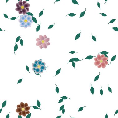 soyut çiçekler ve yapraklar, çiçekler duvar kağıtları, vektör illüstrasyonu