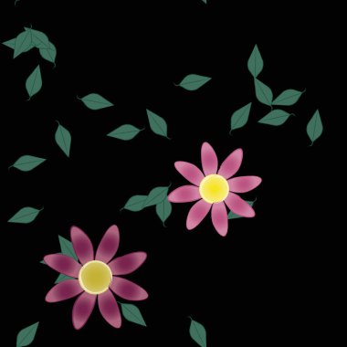 soyut çiçekler ve yapraklar, çiçekler duvar kağıtları, vektör illüstrasyonu