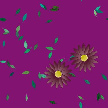 soyut çiçekler ve yapraklar, çiçekler duvar kağıtları, vektör illüstrasyonu